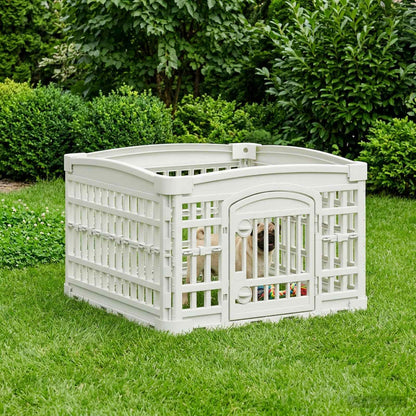 4 Panel Dog Playpen Plastic White Foldable without Base 60 cm 38 cm 60 cm