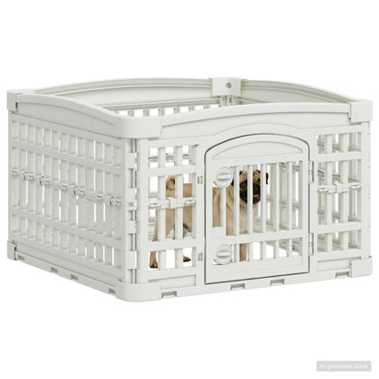 4 Panel Dog Playpen Plastic White Foldable without Base 60 cm 38 cm 60 cm