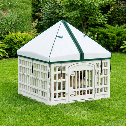 vidaXL 4 Panel Dog Playpen with Roof 60 x 60 x 82 cm Plastic White 4
