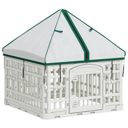 vidaXL 4 Panel Dog Playpen with Roof 60 x 60 x 82 cm Plastic White 2