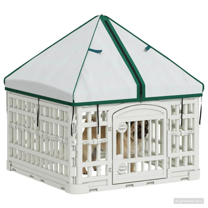 vidaXL 4 Panel Dog Playpen with Roof 60 x 60 x 82 cm Plastic White 3