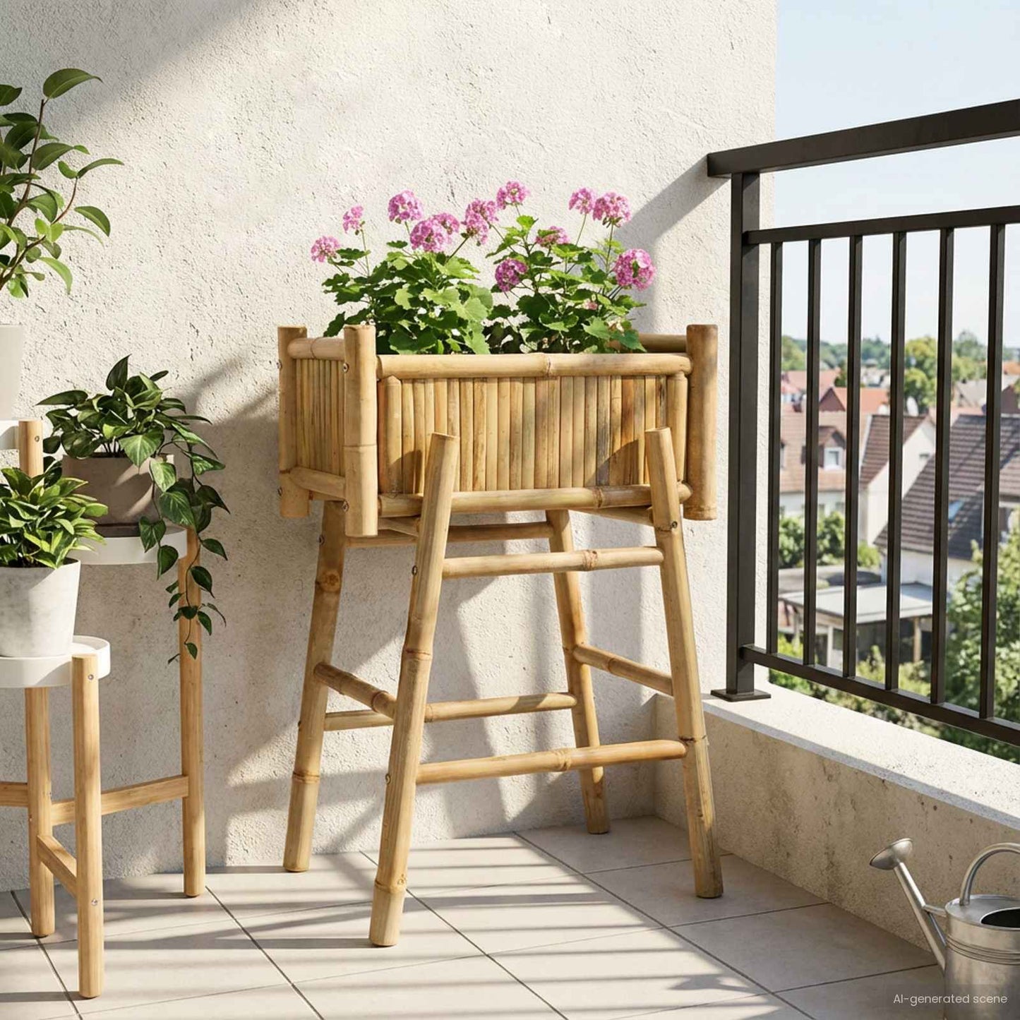vidaXL Garden Planter With Holder Natural 50 x 38 x 74 cm Bamboo 1