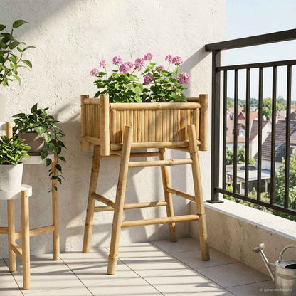 vidaXL Garden Planter With Holder Natural 50 x 38 x 74 cm Bamboo 1