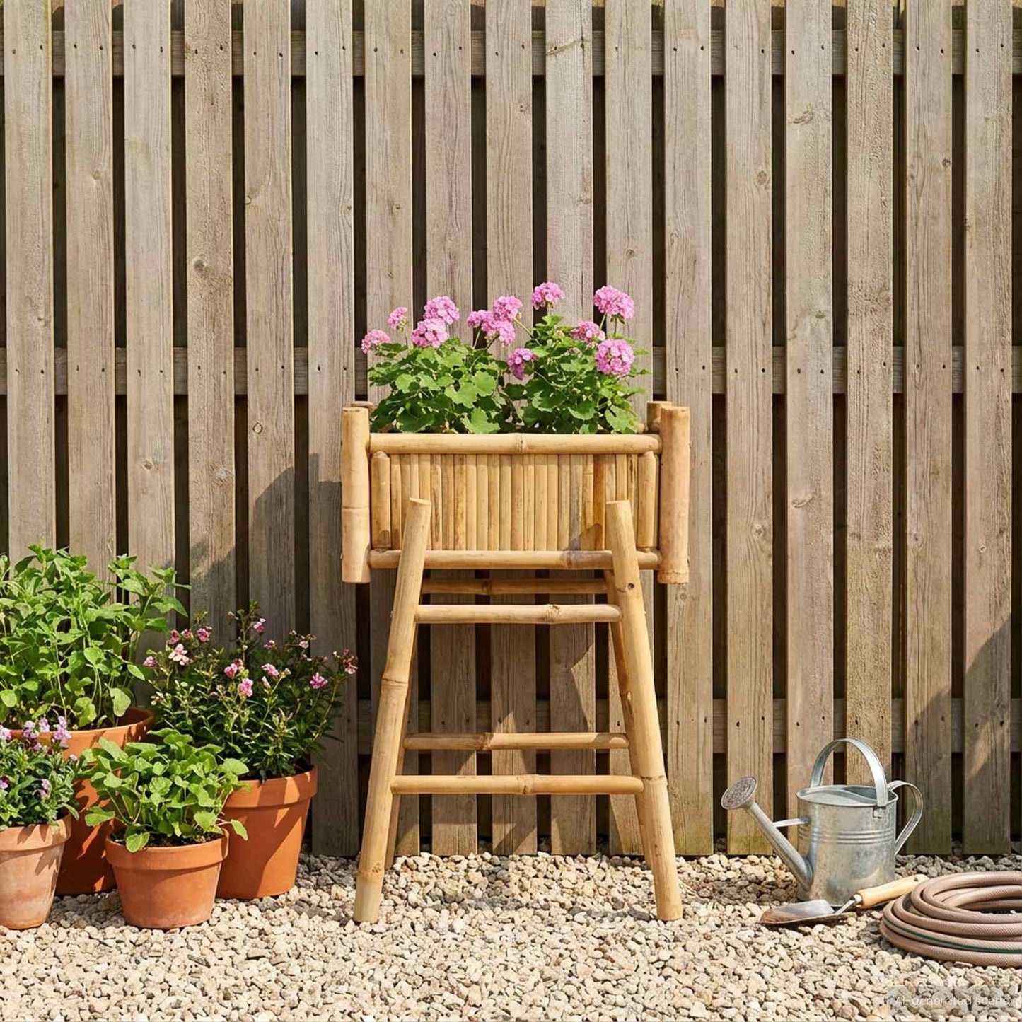 vidaXL Garden Planter With Holder Natural 50 x 38 x 74 cm Bamboo 3