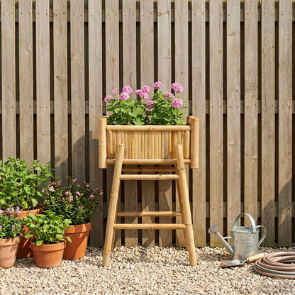 vidaXL Garden Planter With Holder Natural 50 x 38 x 74 cm Bamboo 3