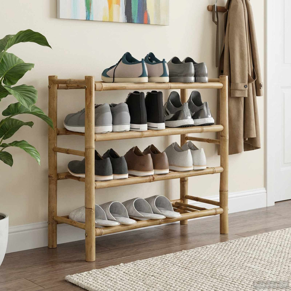 vidaXL Shoe Rack 68 x 28 x 63 cm Bamboo Natural 3