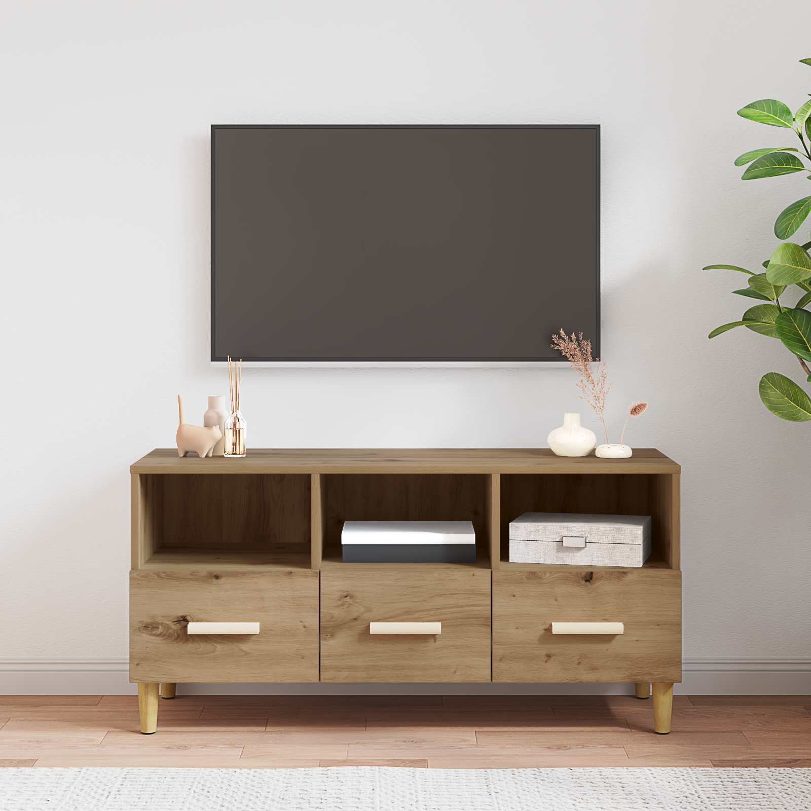 vidaXL TV Cabinet 102 x 36 x 50 cm Artisian Oak Engineered Wood 1