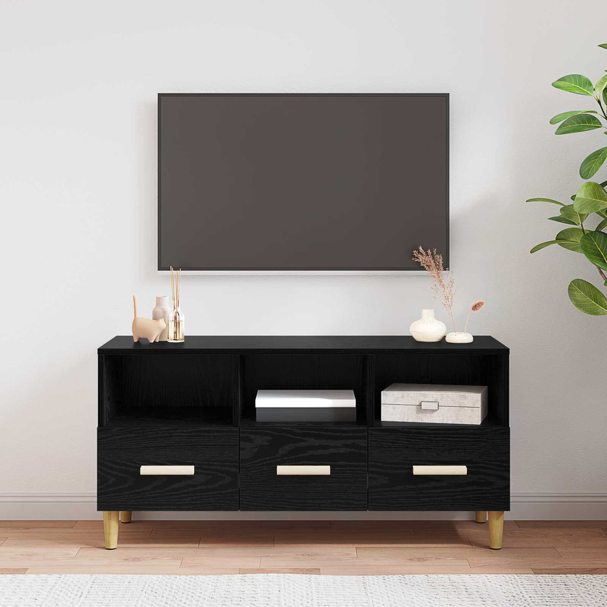 TV Cabinet 102x36x50 cm Engineered Wood Black oak