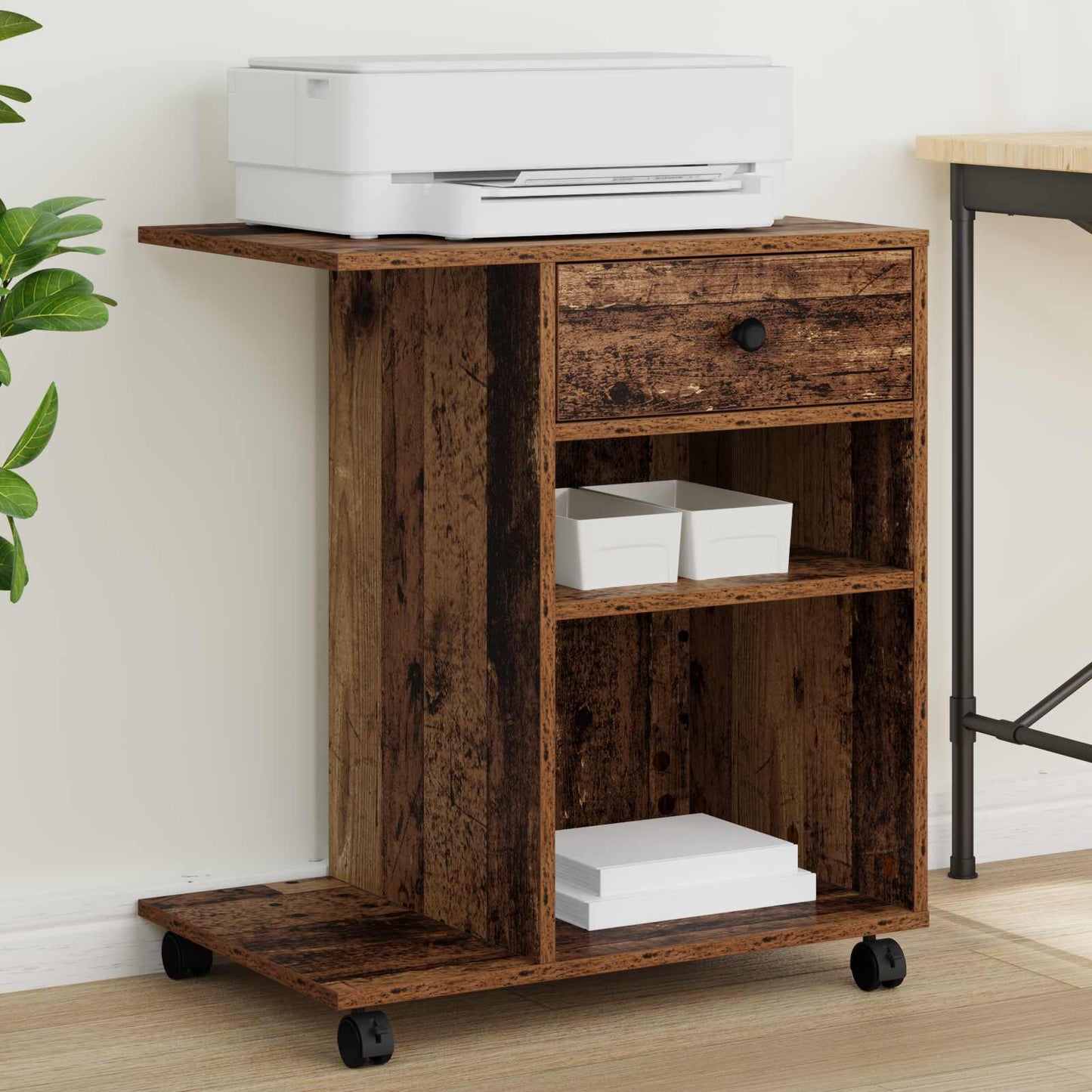 vidaXL Printer Stand Old Wood 60 x 40 x 68.5 cm Engineered Wood 1