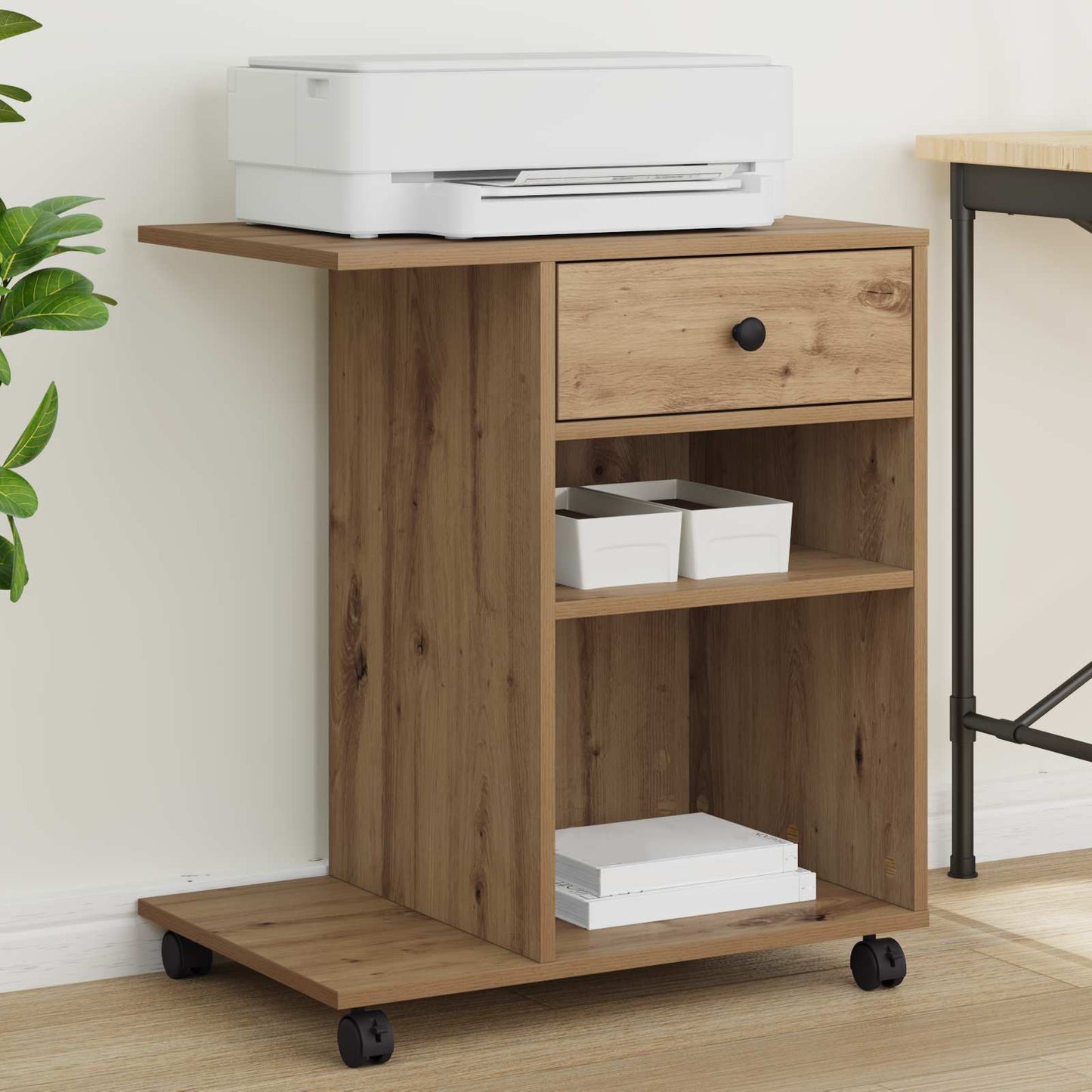 vidaXL Printer Stand Artisian Oak 60 x 40 x 68.5 cm Engineered Wood 1