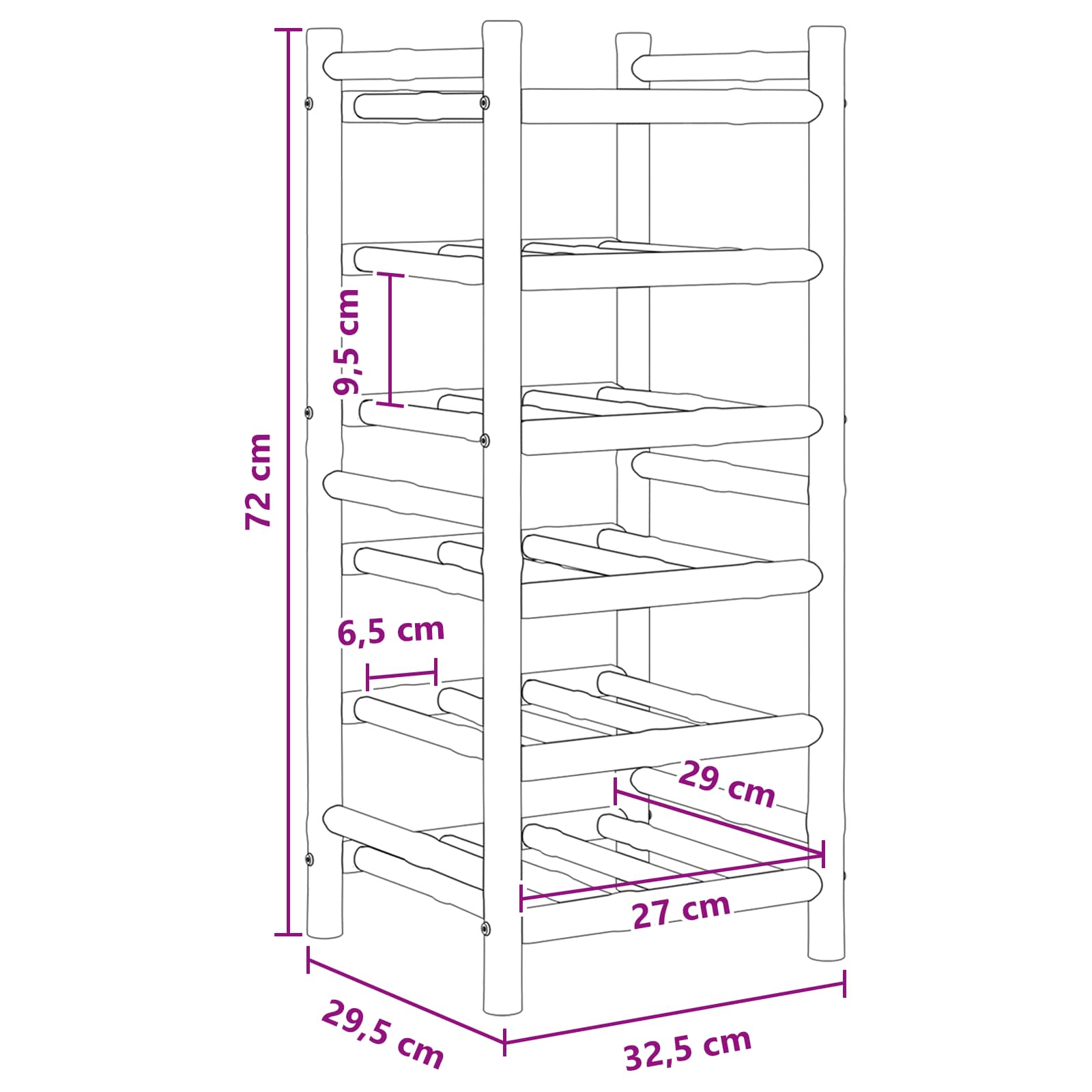 vidaXL Wine Rack Bamboo Natural 6