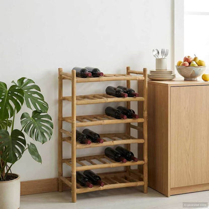Wine Rack Bamboo Natural 6-tier (36 bottles)