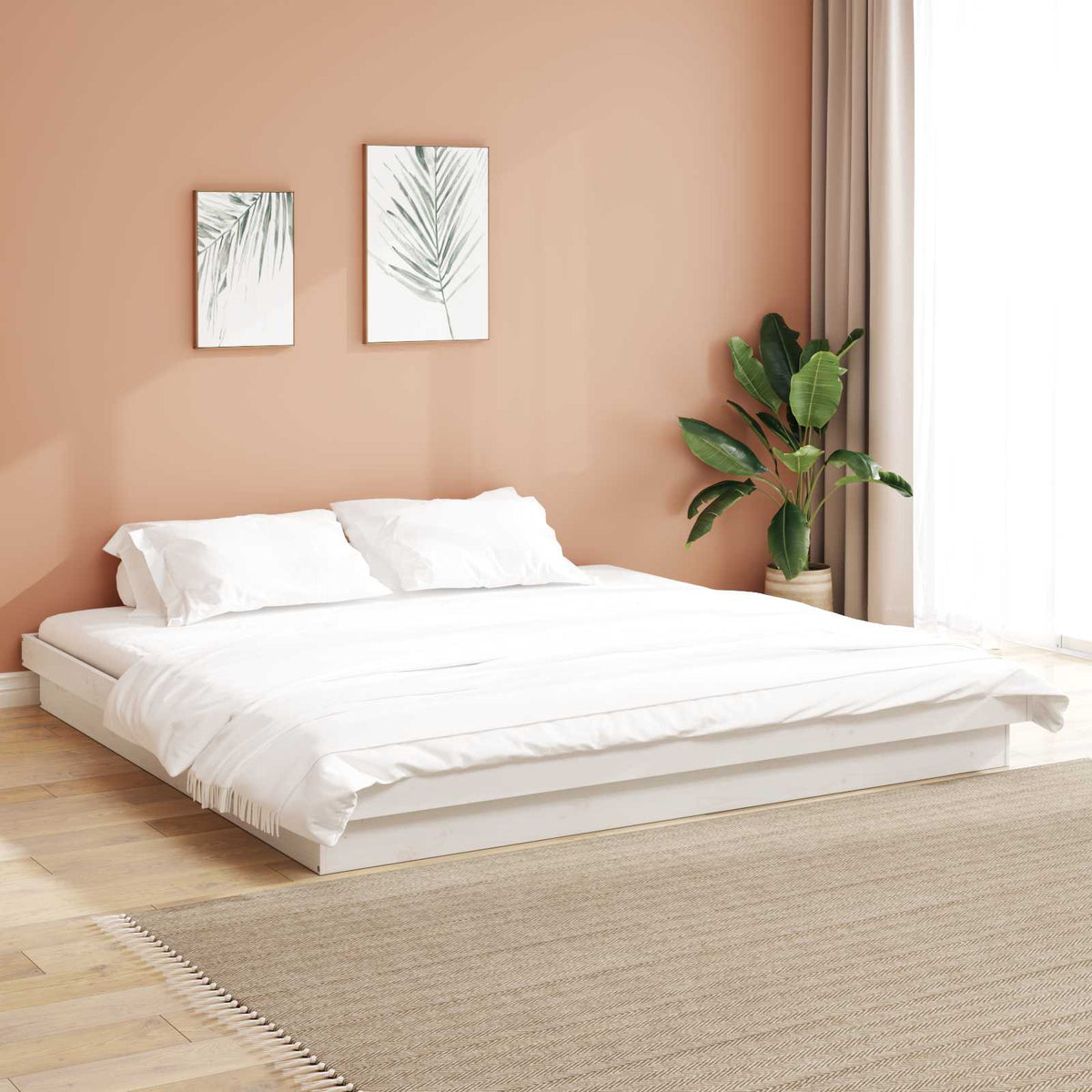 Bed Frame without Mattress Solid Wood Length 200 cm White 200 cm