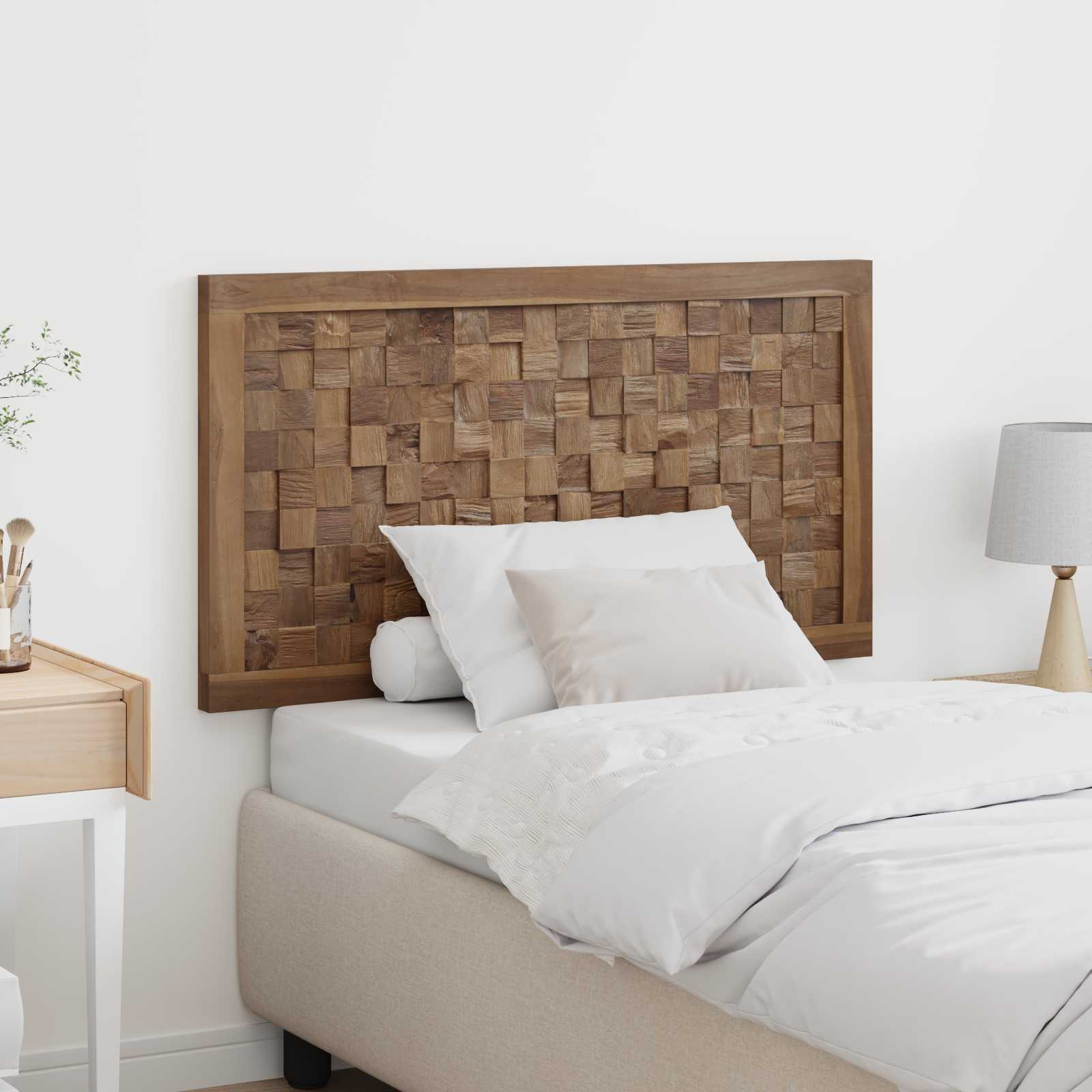 vidaXL Bed Headboard Natural Solid Teak Wood 1