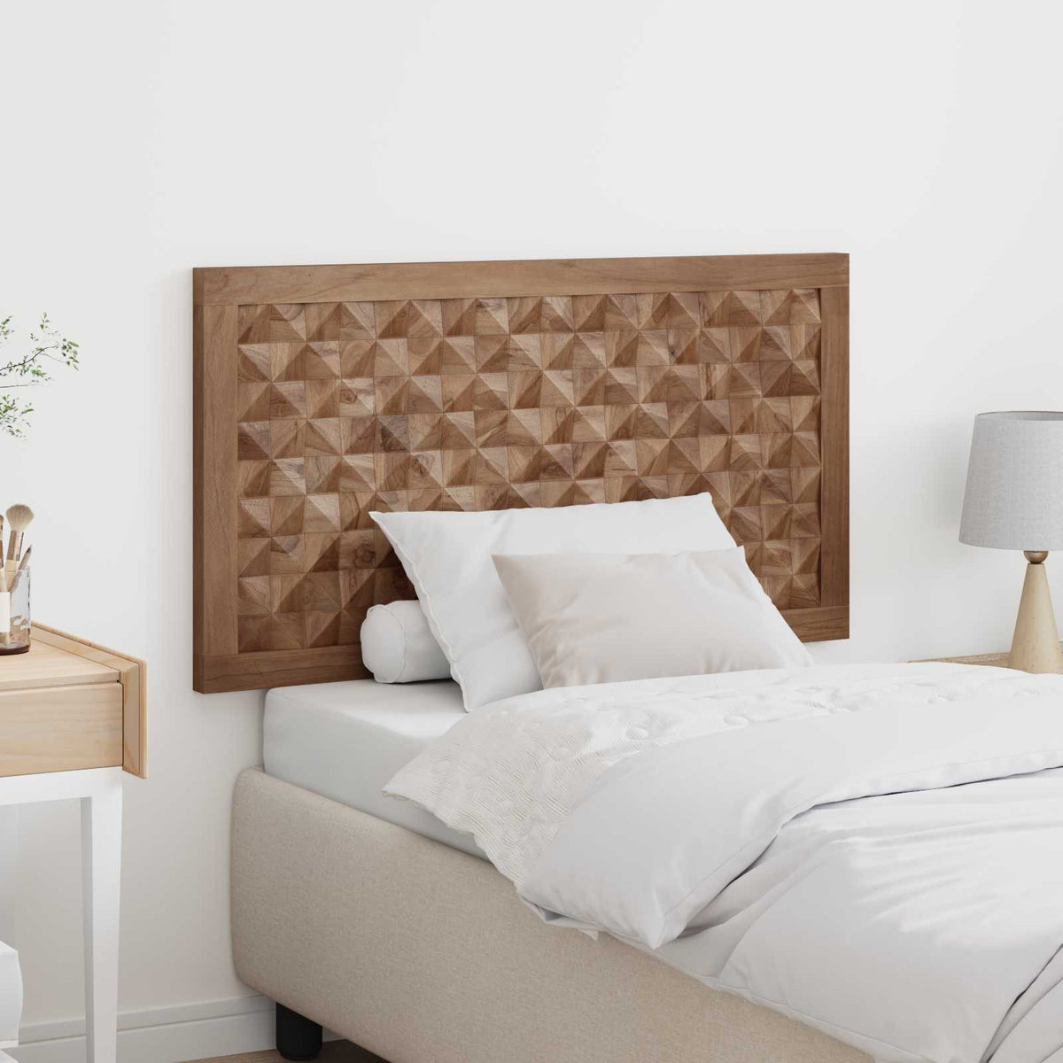 vidaXL Bed Headboard Natural Solid Teak Wood 1