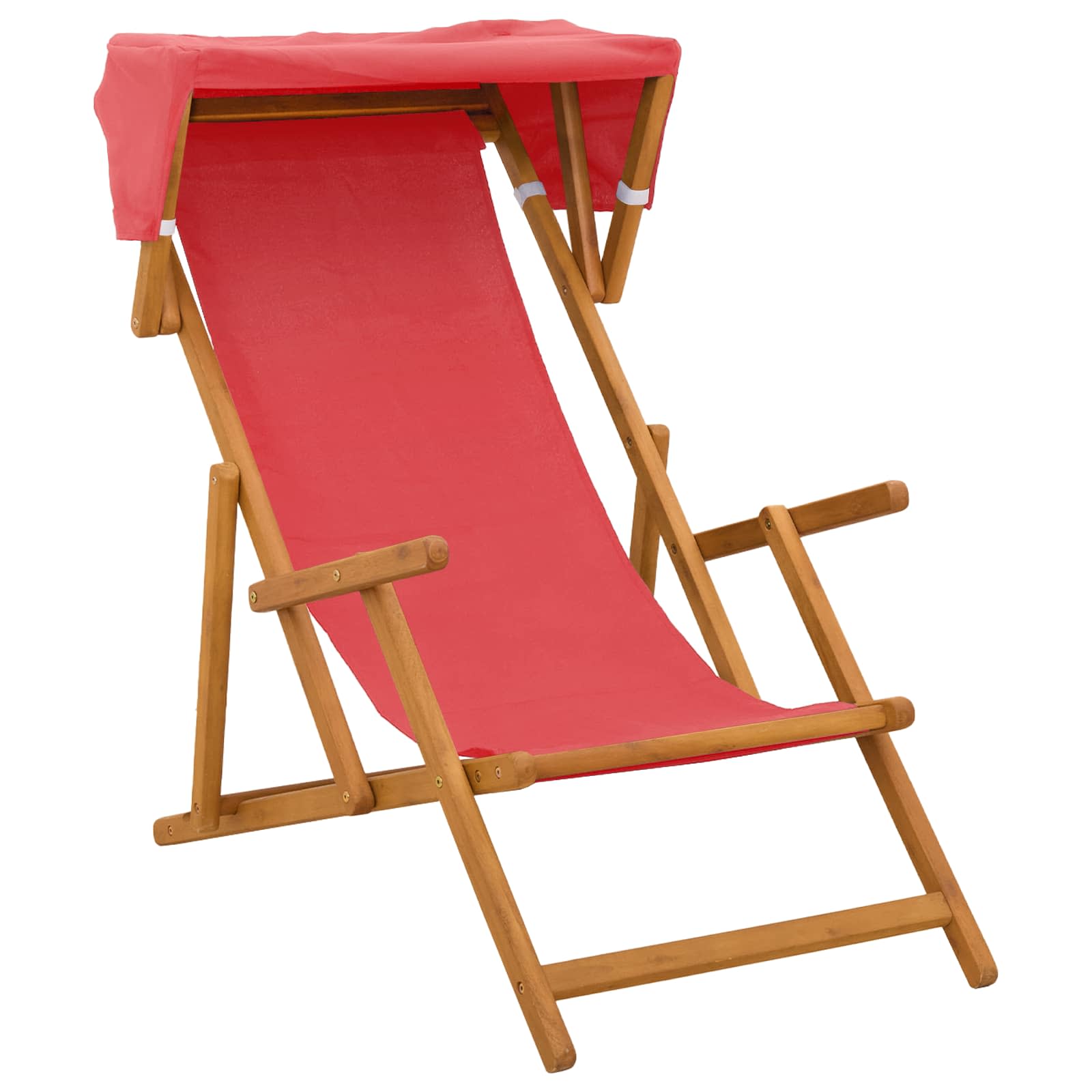 vidaXL Deck Chair 3 Position Solid Eucalyptus Wood Red 2