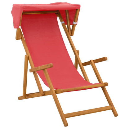 vidaXL Deck Chair 3 Position Solid Eucalyptus Wood Red 2