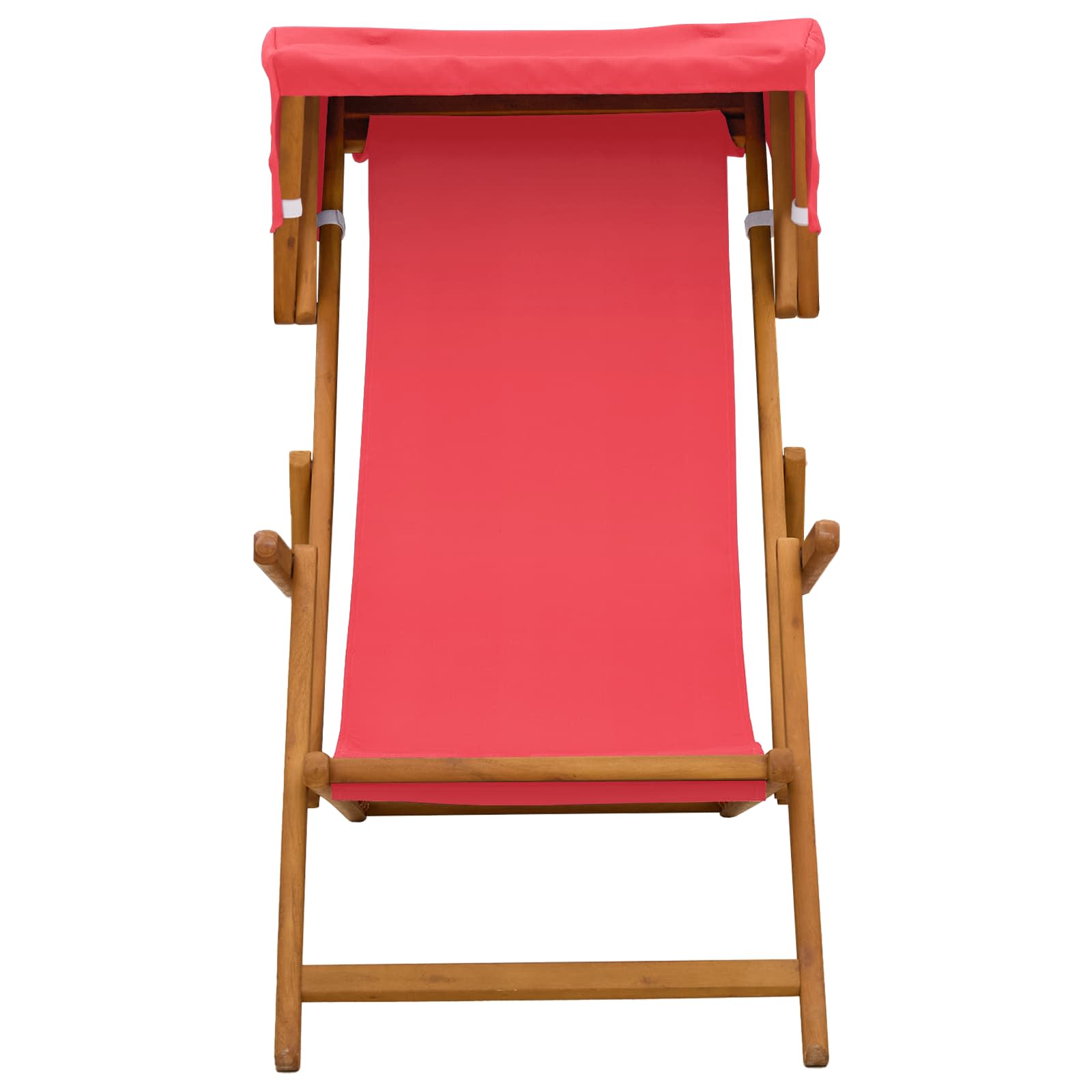 vidaXL Deck Chair 3 Position Solid Eucalyptus Wood Red 3