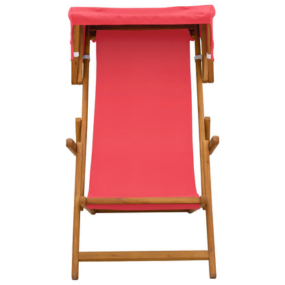 vidaXL Deck Chair 3 Position Solid Eucalyptus Wood Red 3
