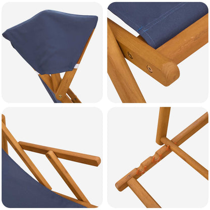 vidaXL Deck Chair 3 Position Solid Eucalyptus Wood Blue 5