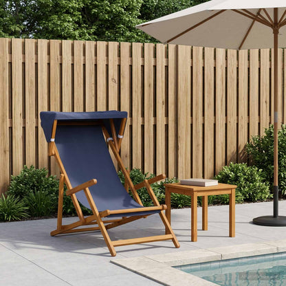 vidaXL Deck Chair 3 Position Solid Eucalyptus Wood Blue 1
