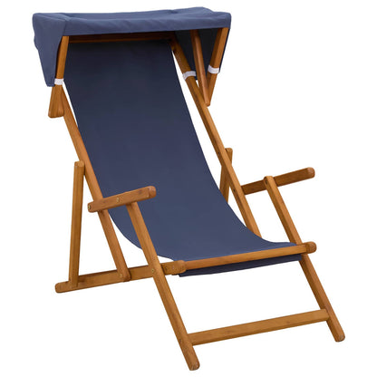 vidaXL Deck Chair 3 Position Solid Eucalyptus Wood Blue 2