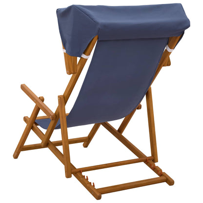 vidaXL Deck Chair 3 Position Solid Eucalyptus Wood Blue 4