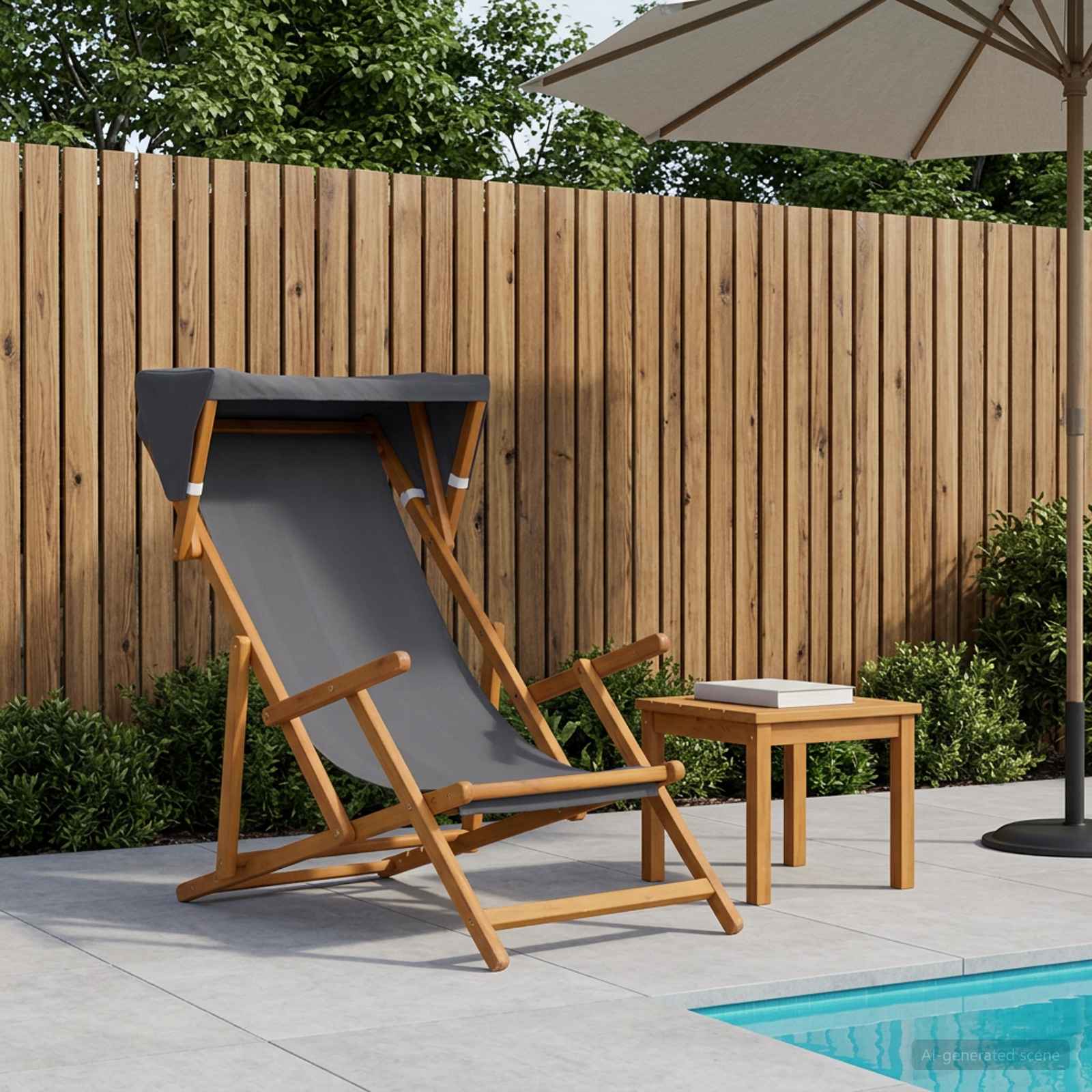 vidaXL Deck Chair 3 Position Solid Eucalyptus Wood Grey 1