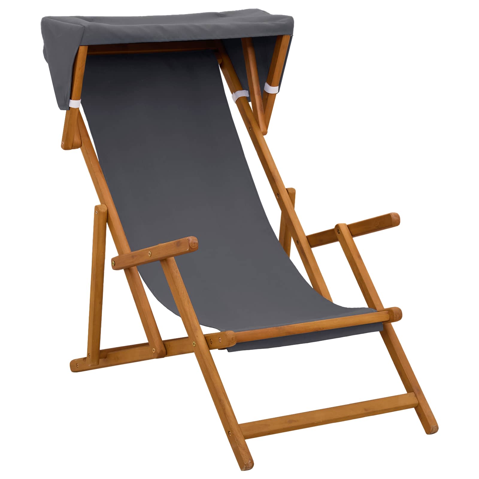 vidaXL Deck Chair 3 Position Solid Eucalyptus Wood Grey 2