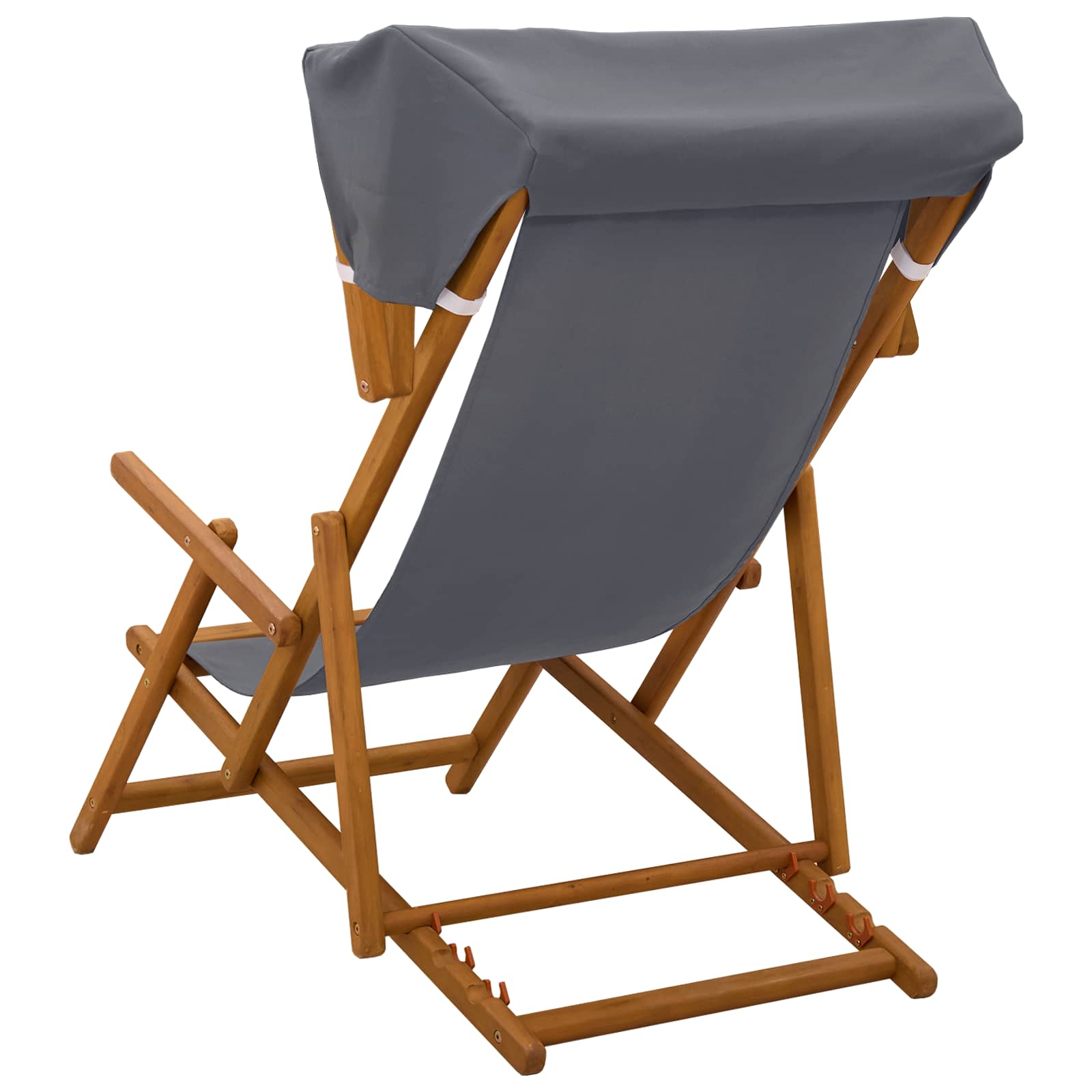 vidaXL Deck Chair 3 Position Solid Eucalyptus Wood Grey 4