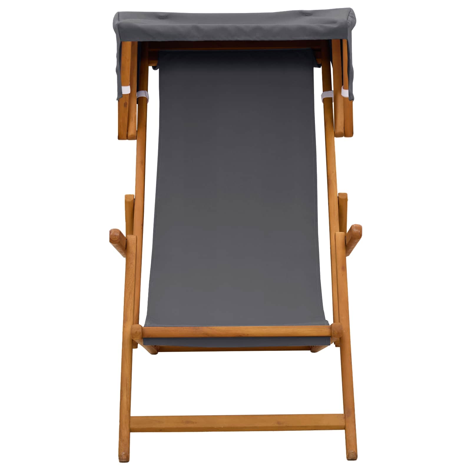 vidaXL Deck Chair 3 Position Solid Eucalyptus Wood Grey 3