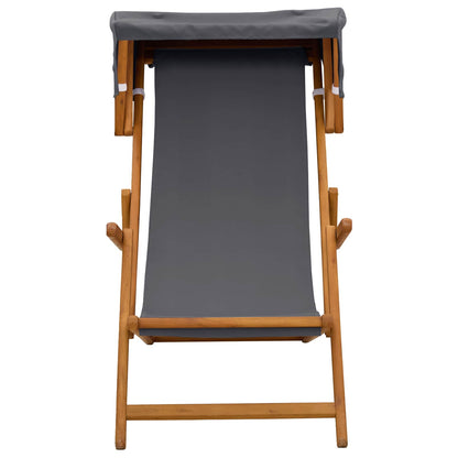 vidaXL Deck Chair 3 Position Solid Eucalyptus Wood Grey 3