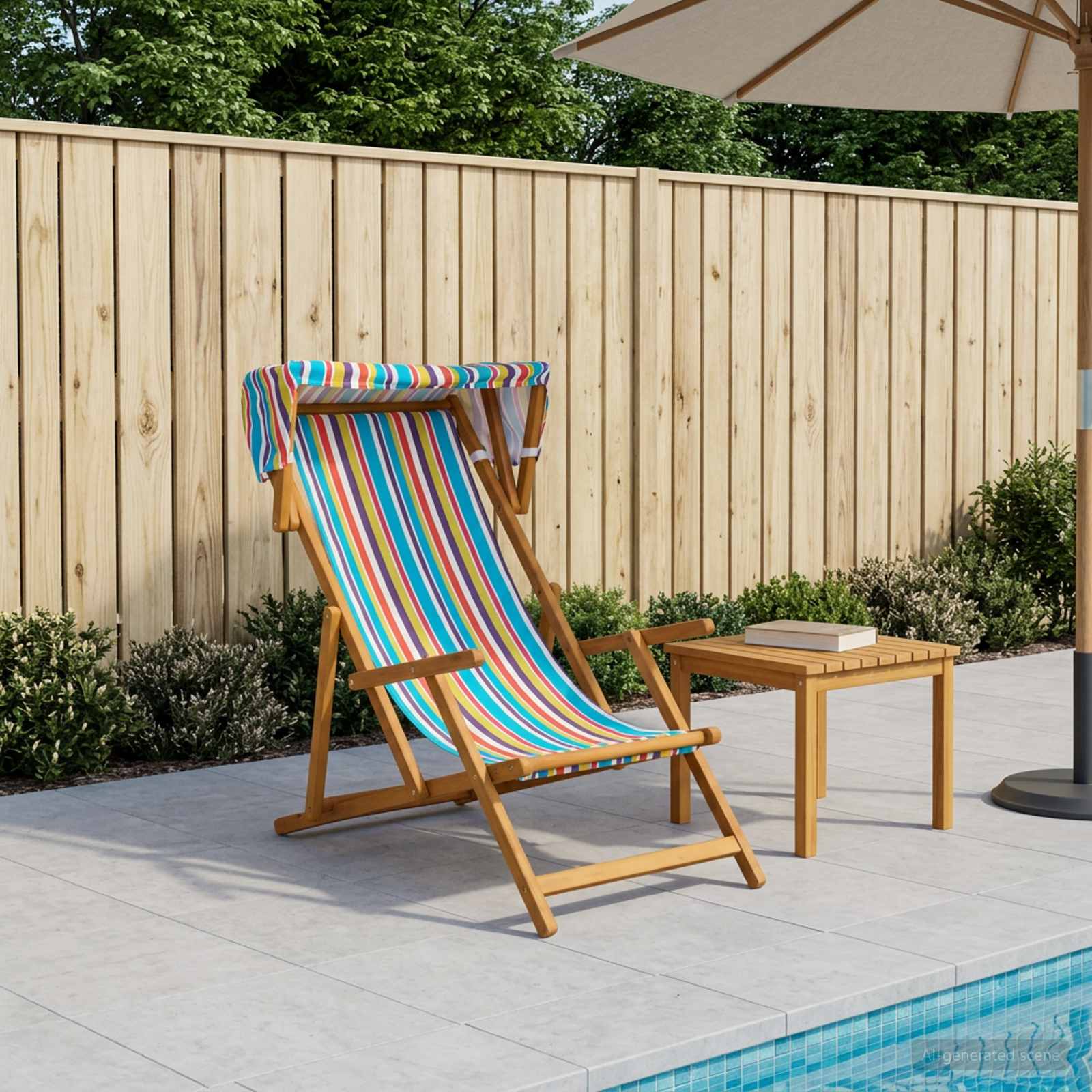 vidaXL Deck Chair 3 Position Solid Eucalyptus Wood Multicolour 1