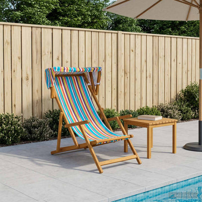 vidaXL Deck Chair 3 Position Solid Eucalyptus Wood Multicolour 1