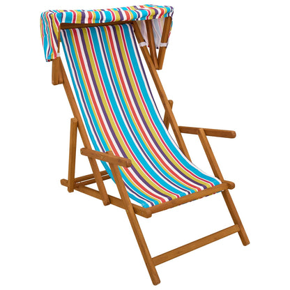 vidaXL Deck Chair 3 Position Solid Eucalyptus Wood Multicolour 2