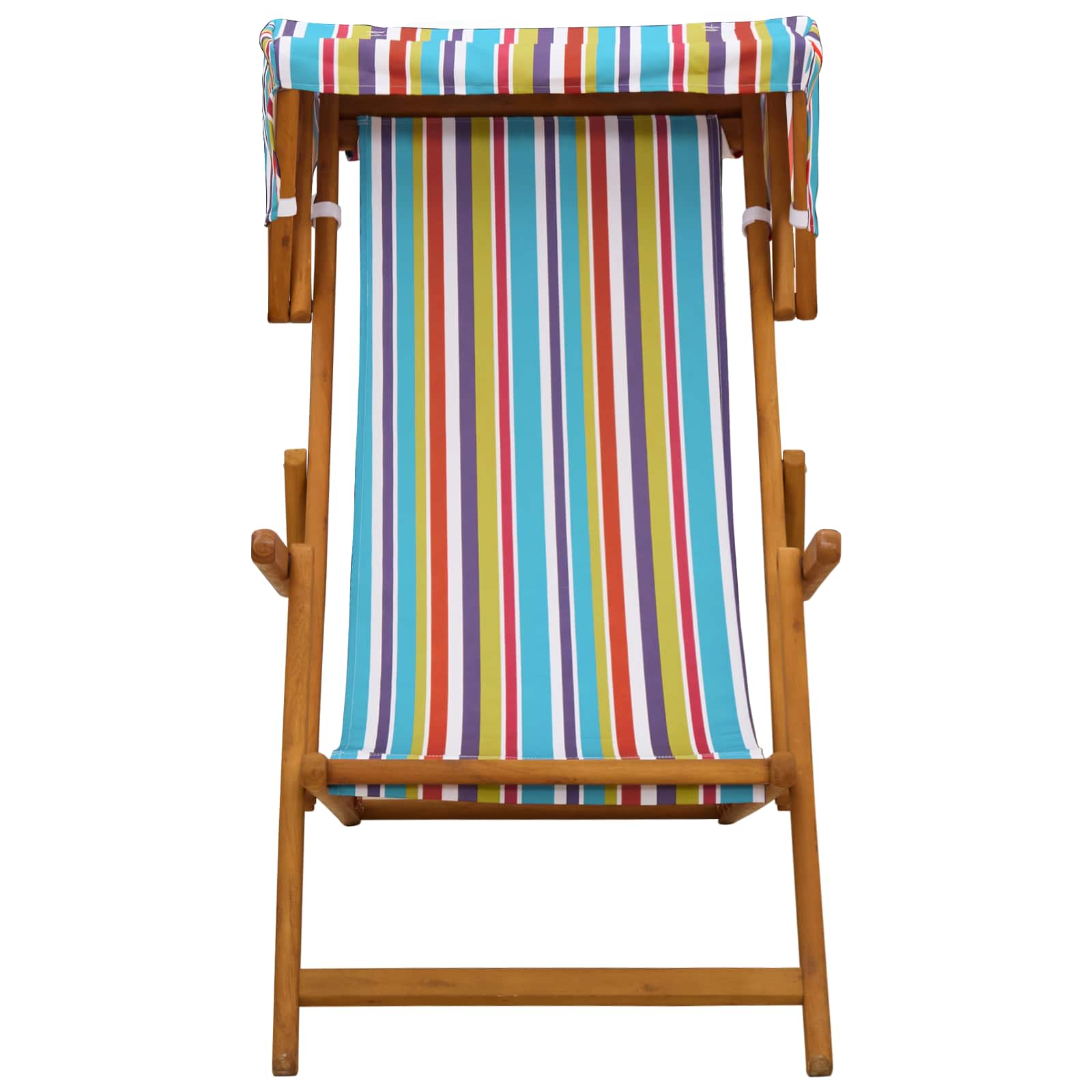 vidaXL Deck Chair 3 Position Solid Eucalyptus Wood Multicolour 3