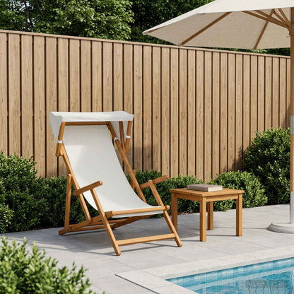 vidaXL Deck Chair 3 Position Solid Eucalyptus Wood Cream 1