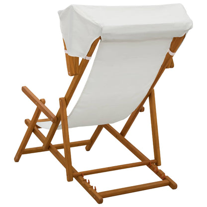 vidaXL Deck Chair 3 Position Solid Eucalyptus Wood Cream 4
