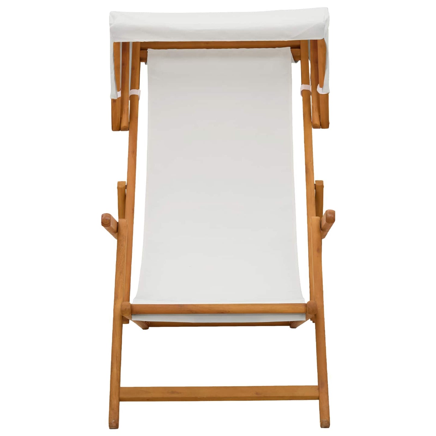 vidaXL Deck Chair 3 Position Solid Eucalyptus Wood Cream 3