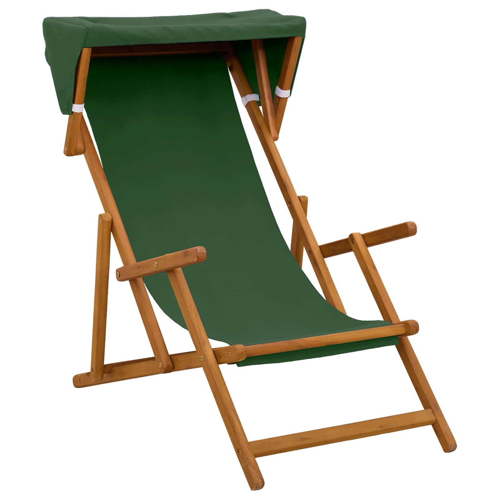 vidaXL Deck Chair 3 Position Solid Eucalyptus Wood Green 2