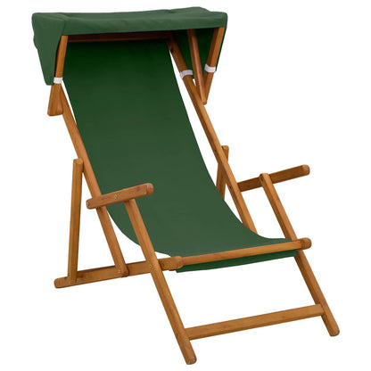 vidaXL Deck Chair 3 Position Solid Eucalyptus Wood Green 2