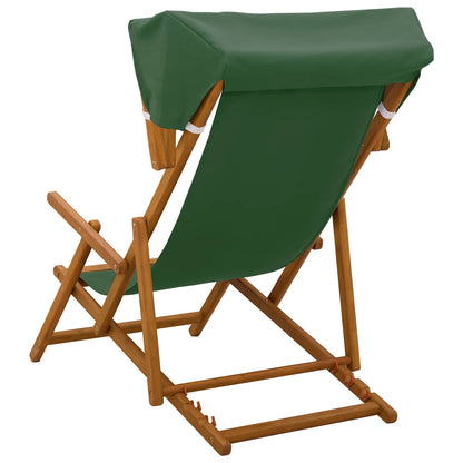 vidaXL Deck Chair 3 Position Solid Eucalyptus Wood Green 4