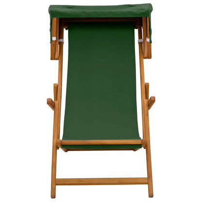 vidaXL Deck Chair 3 Position Solid Eucalyptus Wood Green 3