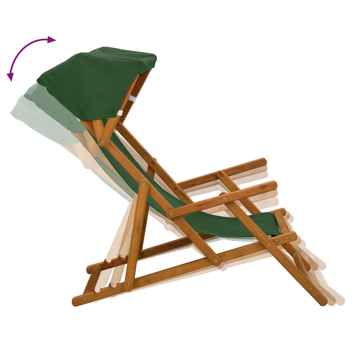 vidaXL Deck Chair 3 Position Solid Eucalyptus Wood Green 6