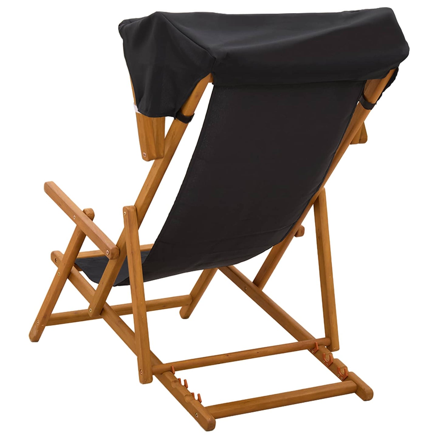 vidaXL Deck Chair 3 Position Solid Eucalyptus Wood Black 4