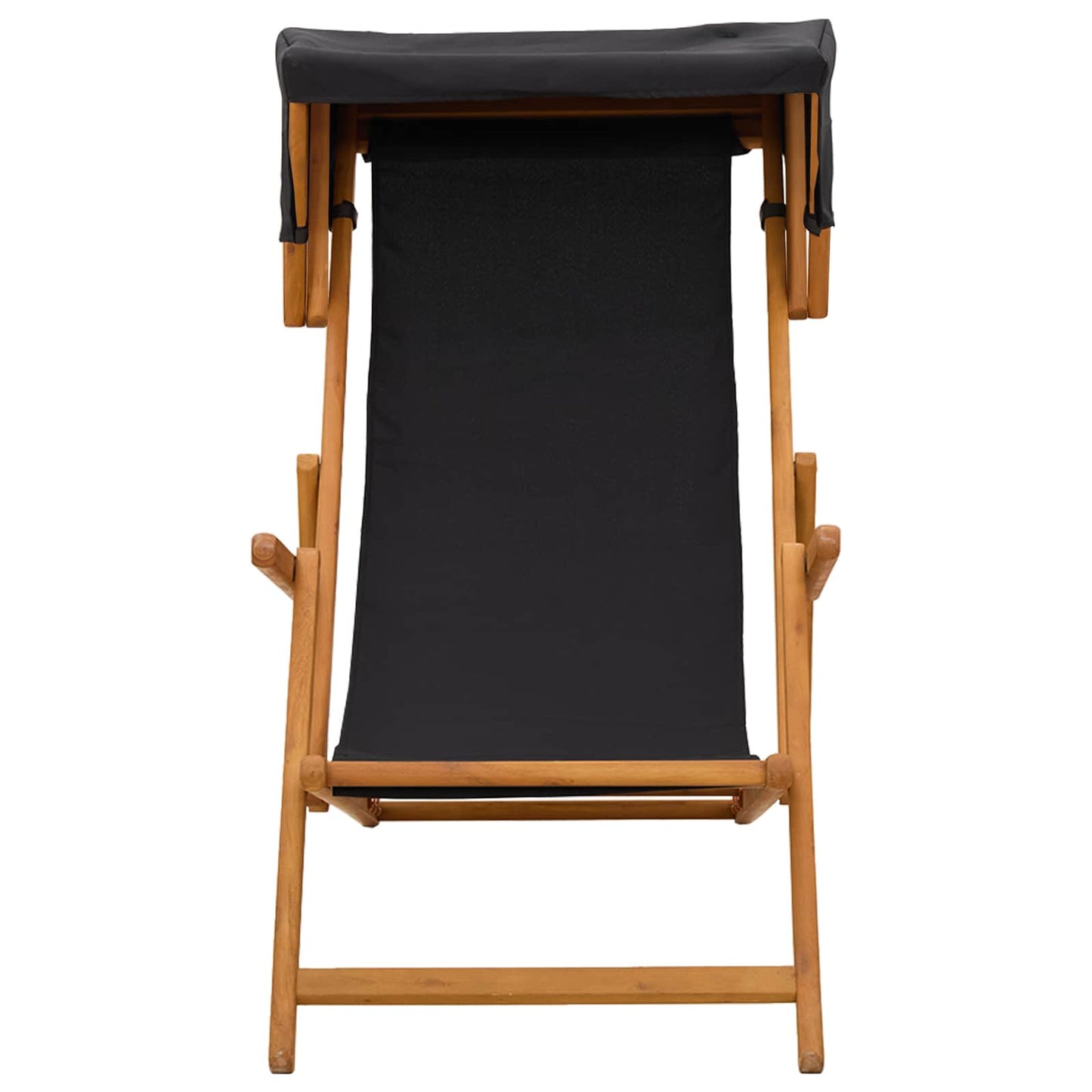 vidaXL Deck Chair 3 Position Solid Eucalyptus Wood Black 3