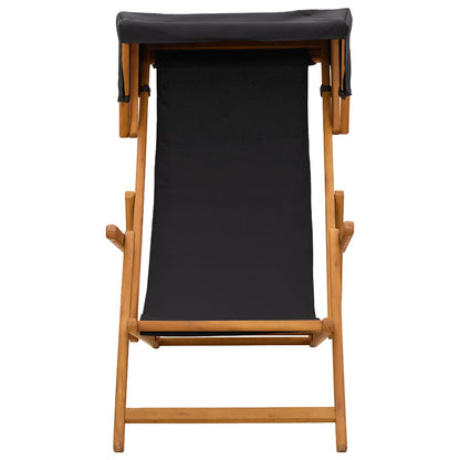 vidaXL Deck Chair 3 Position Solid Eucalyptus Wood Black 3
