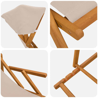 vidaXL Deck Chair 3 Position Solid Eucalyptus Wood Beige 5