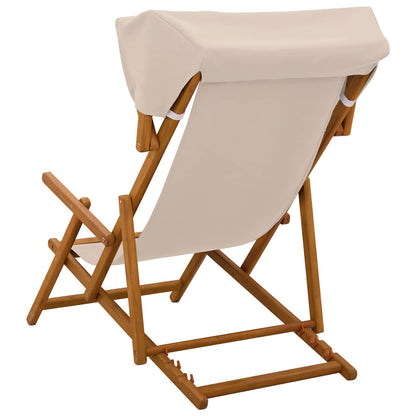 vidaXL Deck Chair 3 Position Solid Eucalyptus Wood Beige 4