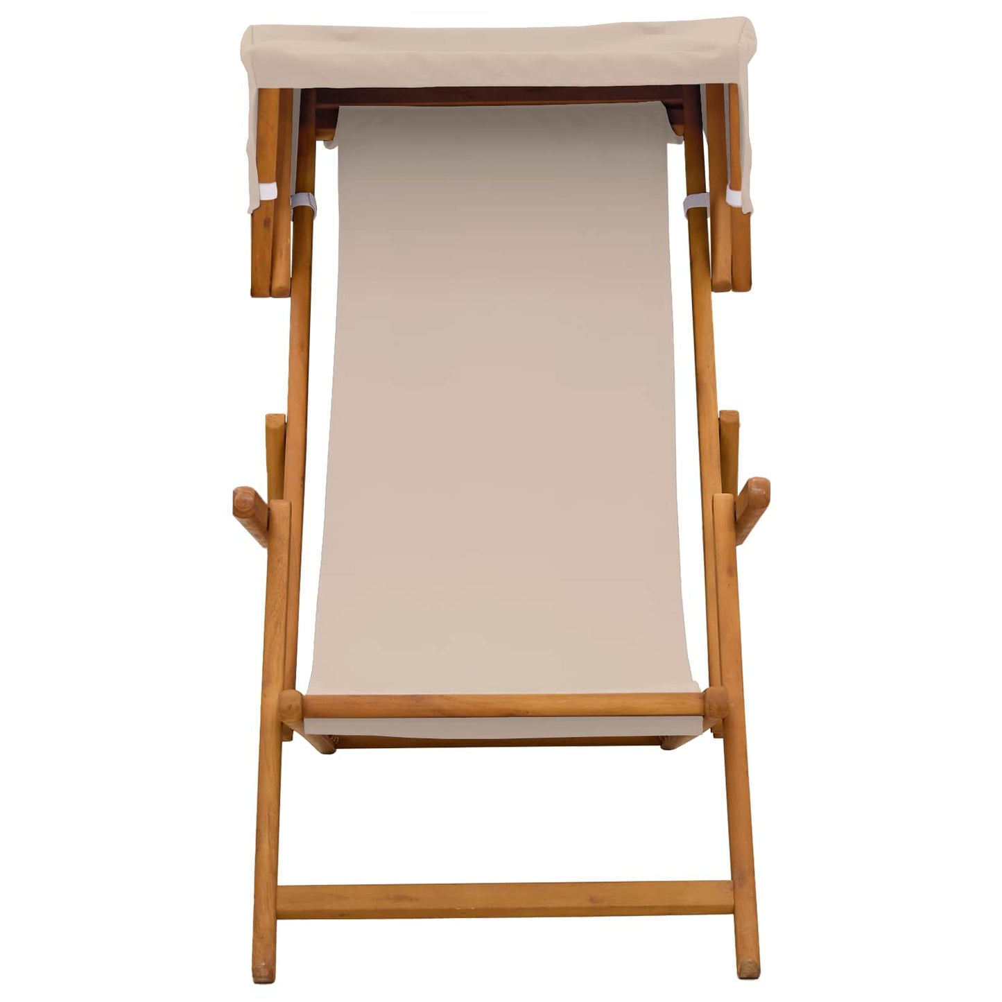 vidaXL Deck Chair 3 Position Solid Eucalyptus Wood Beige 3
